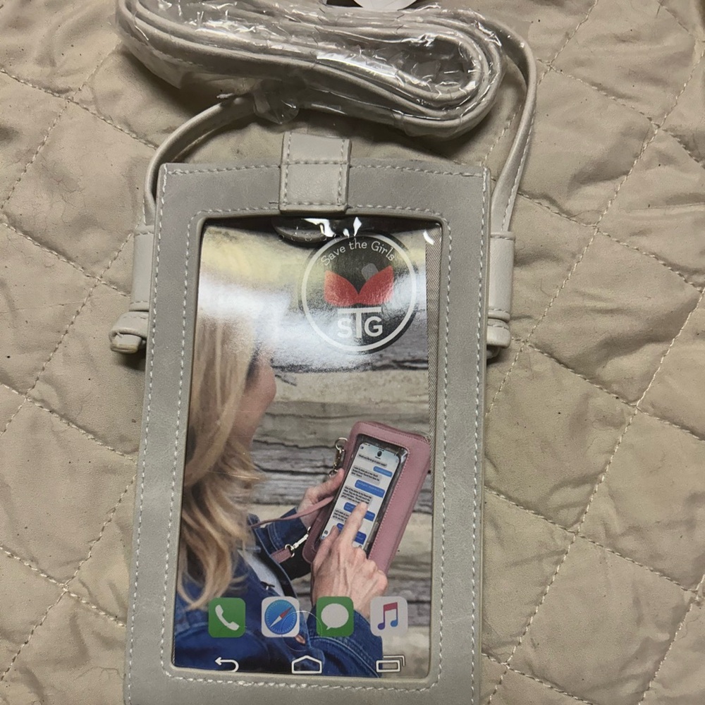 SAVE THE GIRLS FRESH TWIST GREY CELLPHONE CROSSBODY TOUCHSCREEN PURSE